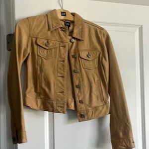 GAP Tan Leather Jacket Utility Style